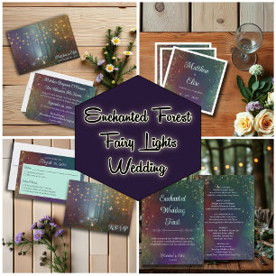 Whimsical Fairy Lights Woodland Wedding Kaart