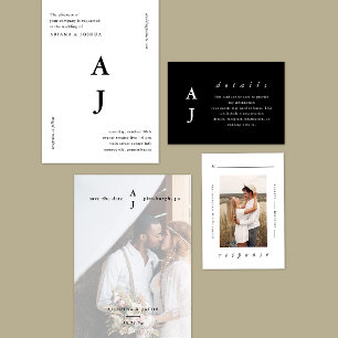 Minimale Monogram Foto Terracotta Wedding All In One Uitnodiging