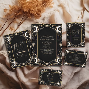 Trouwkaart met maan en sterren uit de Vintage Cele Save The Date