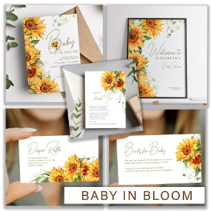 Baby in bloei elegante bloemige baby shower bedankkaart