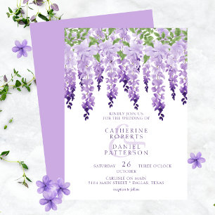 Waterverf Wisteria Wedding Rehearsal Dinner Informatiekaartje