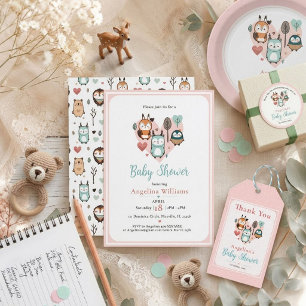 Woodland Dieren Baby Shower   Bedankkaart