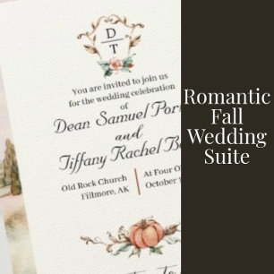 Romantisch Fall Wedding Menu w / sinaasappel en bl Kaart