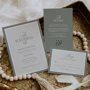 Classic Luxe   Elegante Sage Green bruiloft RSVP Kaartje