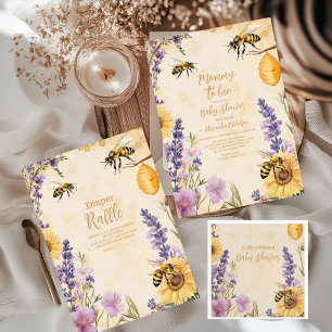 Mama naar Bee Floral Baby shower Kaart