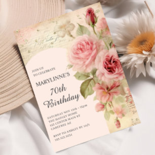 Elegante  Rozen 70e verjaardag Kaart