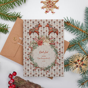  Scandinavië Folk Art Dala Horse Christmas Inpakpapier Vel