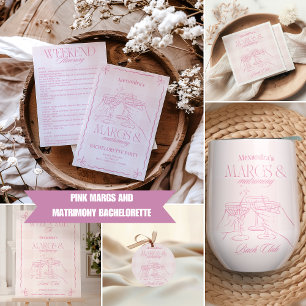 Roze Margs en Huwelijk Bachelorette Ronde Sticker