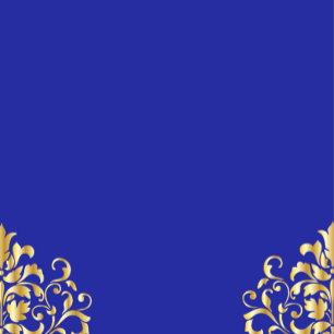 Elegant Goud en Blauw Damask Bruiloft Uitnodiging