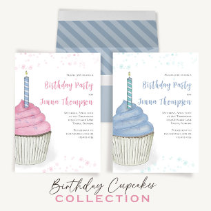 Cute Birthday Waterverf Cupcakes Whimsical Briefkaart