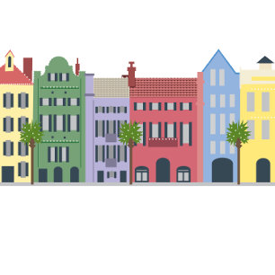 Rainbow Row Charleston Kerstmis Feestdagenkaart