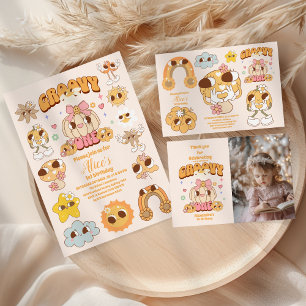 Foto Groovy One Boho Daisy 1st Birthday Party Bedankkaart