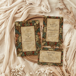 Trouw met Vintage Botanische Bladeren Bedankkaart
