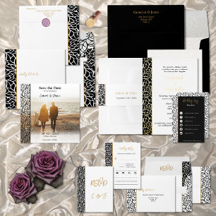 Romantisch gebladerte Uw foto opslaan van de datum Magnetische Uitnodiging