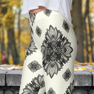 Prachtig olijfgroen Mandela patroon Leggings