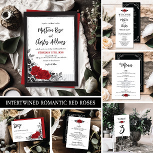 Romantic Red Rose Honeymoon Wish Card Informatiekaartje