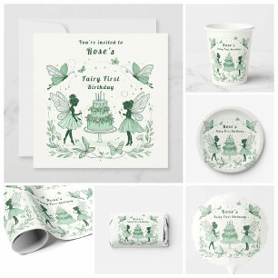 Betoverde groene fee eerste verjaardag - cadeaupapier