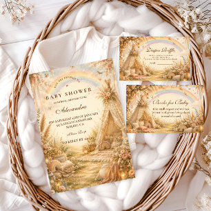 Betoverde Regenboog Boho Baby Shower Kaart