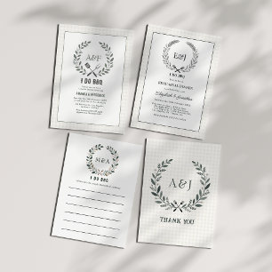 Rustieke Monogram I Do BBQ Huwelijk Bedankkaart