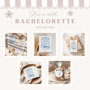 Blue Bow Tropical Bachelorette Kaart