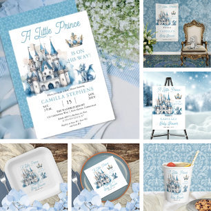 Een kleine prins is op weg jongen Baby shower Spandoek