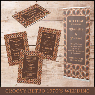 Groovy Retro 1970's bruine en Oranje bruiloft Save The Date