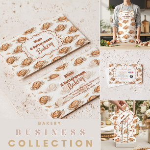 Bakerybedrijf met vintage botercrème schort