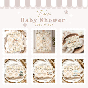 Hearts Waterverf Train Baby shower Note voor Baby Informatiekaartje