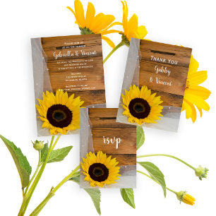 Sunflower en Veil country Wedding Magnetische Uitnodiging