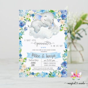 Baby olifant & cloudboy baby shower-uitnodiging. kaart