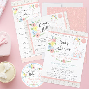 Giraffe Baby shower instapmodel Kaart voor luier R