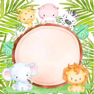 Safari Oerwoud Cartoon Dierlijk Baby shower Kaart