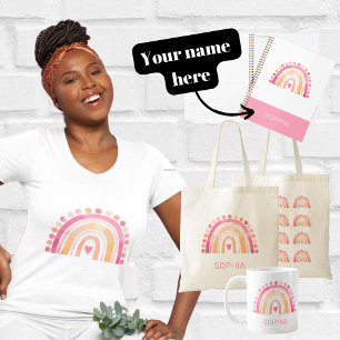 Regenboog, roze boho waterverf Worpkussen Romper