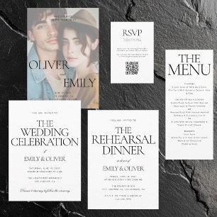 Elegant Modern Wedding Rehearsal Dinner Kaart