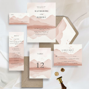 Blush Bergketen Landschap Bruiloft Uitnodigingen Wikkel