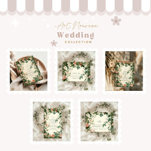 Soft Blush Bloemen Art Nouveau Huwelijk Save The Date