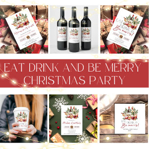 Holiday Eat Drink en Be Merry Invitation Kaart