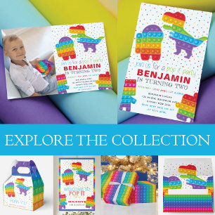 Pop It Boy Birthday Dinosaur Robot Foto Kaart