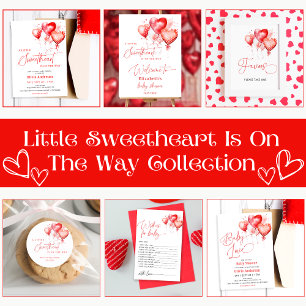 Red Hearts Baby Love Valentijns Baby shower Kaart