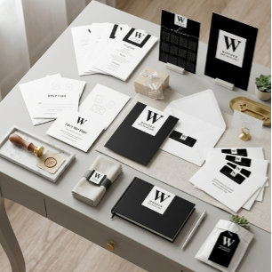 Nieuw getrouwd Monogram zwart modern Huwelijk  Schort