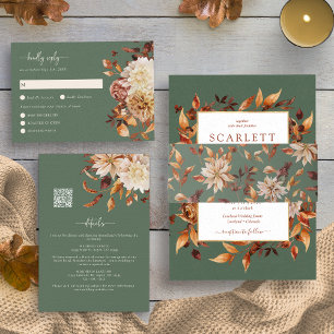 Elegant Sage Fall Wedding Kaart