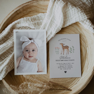 Woodland Fawn Flowers Foto Hartelijk dank Kaart