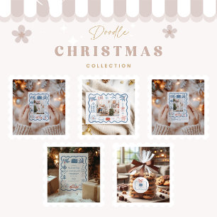Kerst Doodle Line Art Holiday Kaart