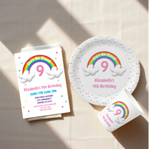 Op Wolk 9! Rainbow Birthday Kaart