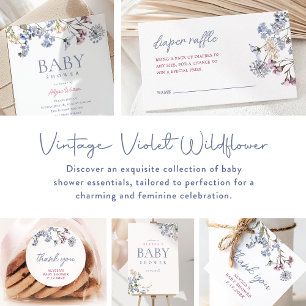 Violet  Wildflower Baby shower Ronde Sticker