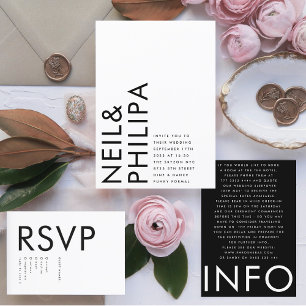 Ultra Modern Bold Big NAME Simple Wedding Informatiekaartje