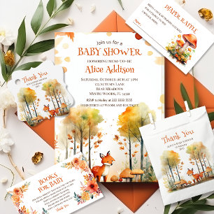 Waterverf Woodland Forest herfst Fox Baby shower Kaart