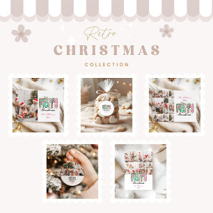Kleurrijke Retro Prettig Kerstfeest Kaart