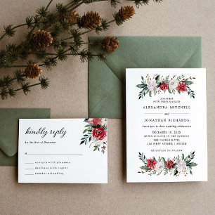 Kerstmis   Floral Holiday Weddenschap Kaart