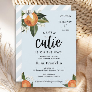 Een kleine Cutie Clementine Oranje BABY SHOWER Kaart